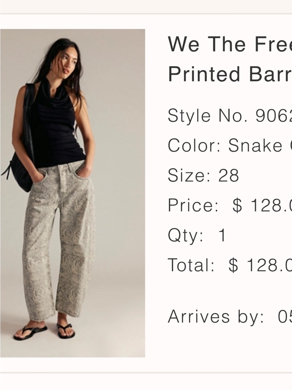 We The Free Neutral Snake Print Wide Leg Pants
